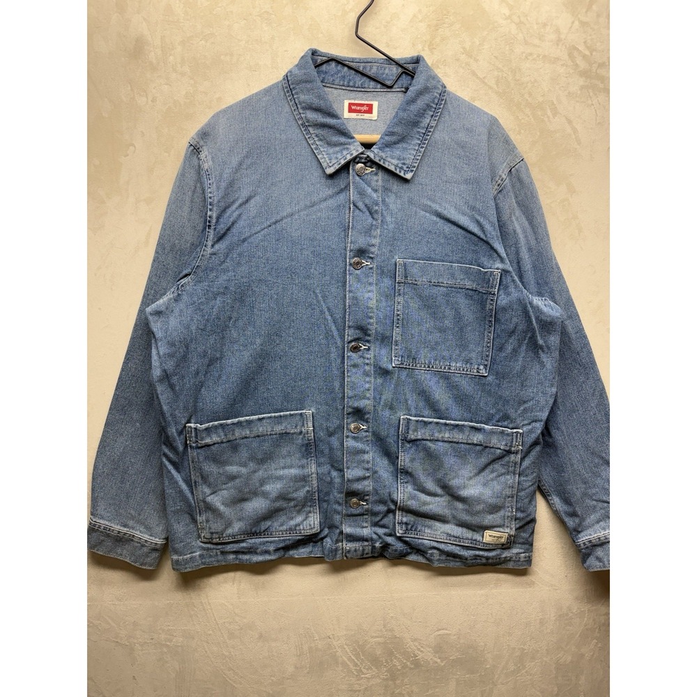 Wrangler Denim Chore Jacket Mens Large Utility Barn Field Coat Workwear Gorpcore